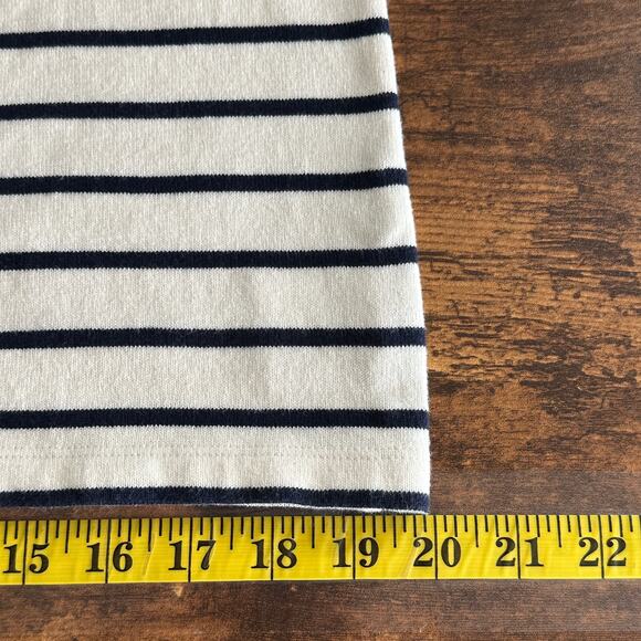 Tory Burch Sweater Top Medium White Blue Stripe EUC Nautical Coastal 100% Cotton - Picture 7 of 11
